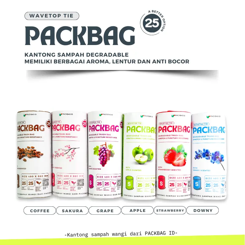 PACKBAG 25 Kantong Sampah Wangi Degradable Kapasitas 25L isi 25pcs