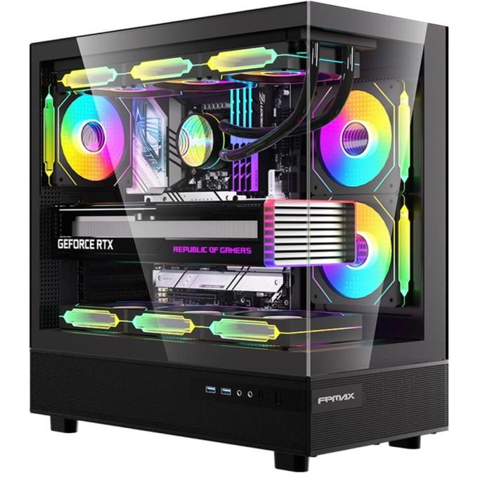 Gambar FPMAX Diamond Z8 - Modern Aesthetic Panoramic Tempered Glass Mid Tower ATX Gaming Case I - Black  dari Duta Mandiri Infokom Kota Administrasi Jakarta Pusat 4 Tokopedia