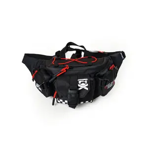 Kick Denim - Waist Bag Tas Pinggang Hitam Pria Variasi Merah with Adjuster - WB ExLine