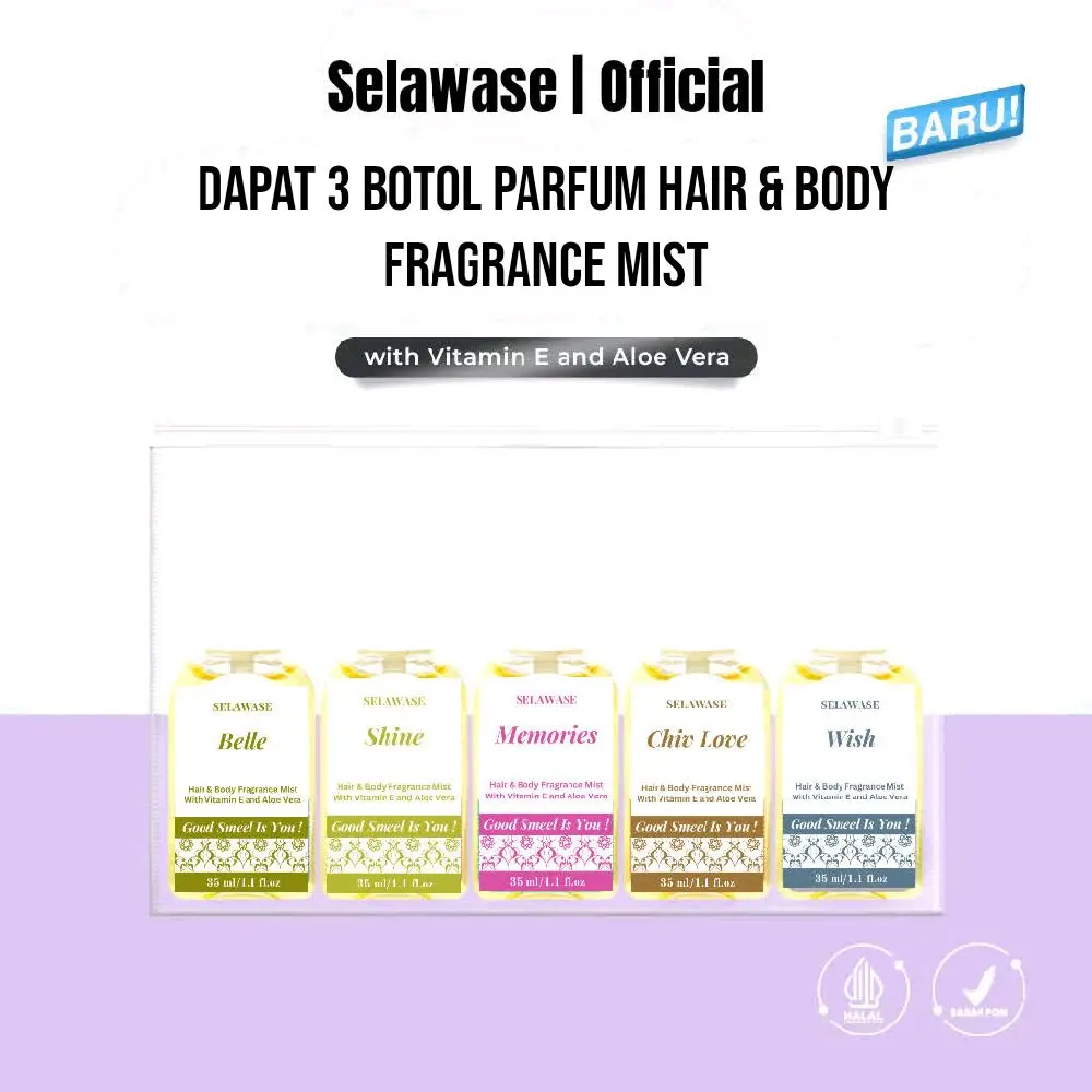 (Beli 1 Dapat 3) Parfum Hair & Body Fragrance Mist Selawase 30mL with Vitamin E and Aloe Vera Perfume Cewek Cowok Parfume Fresh Botol Bunga