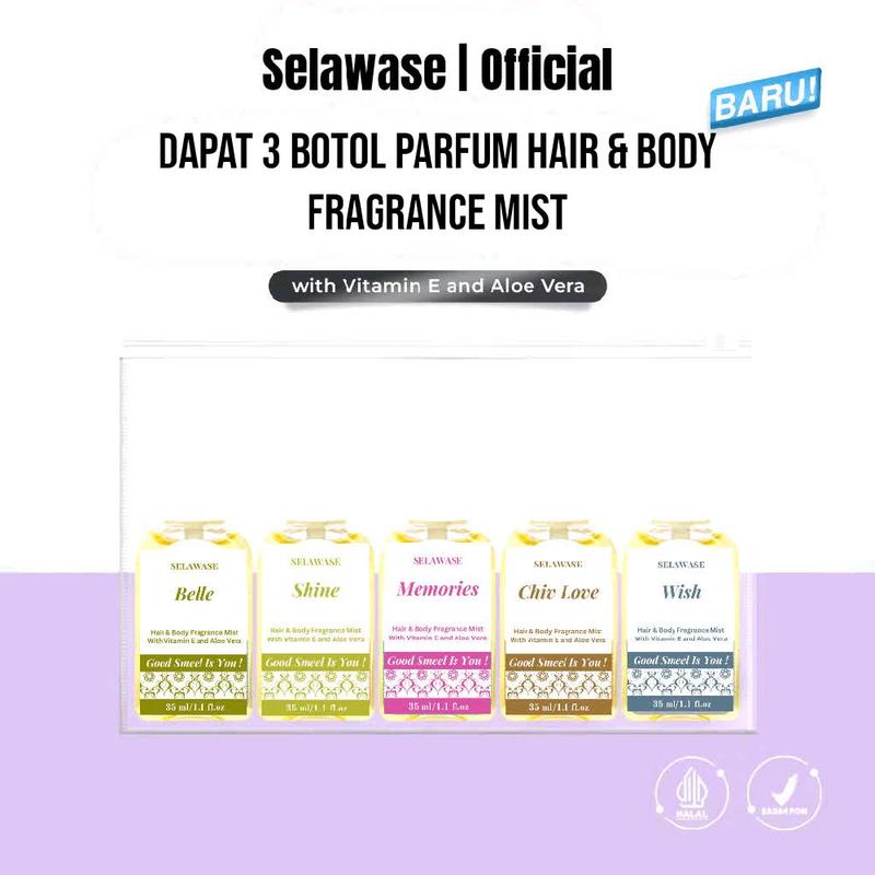 (Beli 1 Dapat 3) Parfum Hair & Body Fragrance Mist Selawase 30mL with Vitamin E and Aloe Vera Perfume Cewek Cowok Parfume Fresh Botol Bunga 0