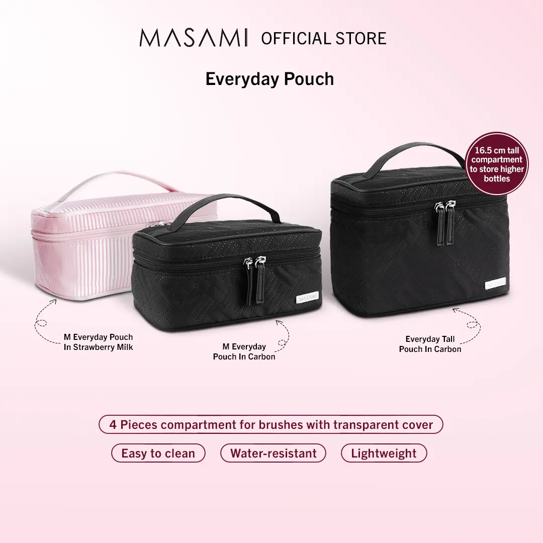 Masami Everyday Pouch In Carbon / Strawberry Milk Beauty Pouch / Black Bean Everyday Pouch / Pouch Makeup Tas Kosmetik Travel / BUNDLE Boss Babe Set