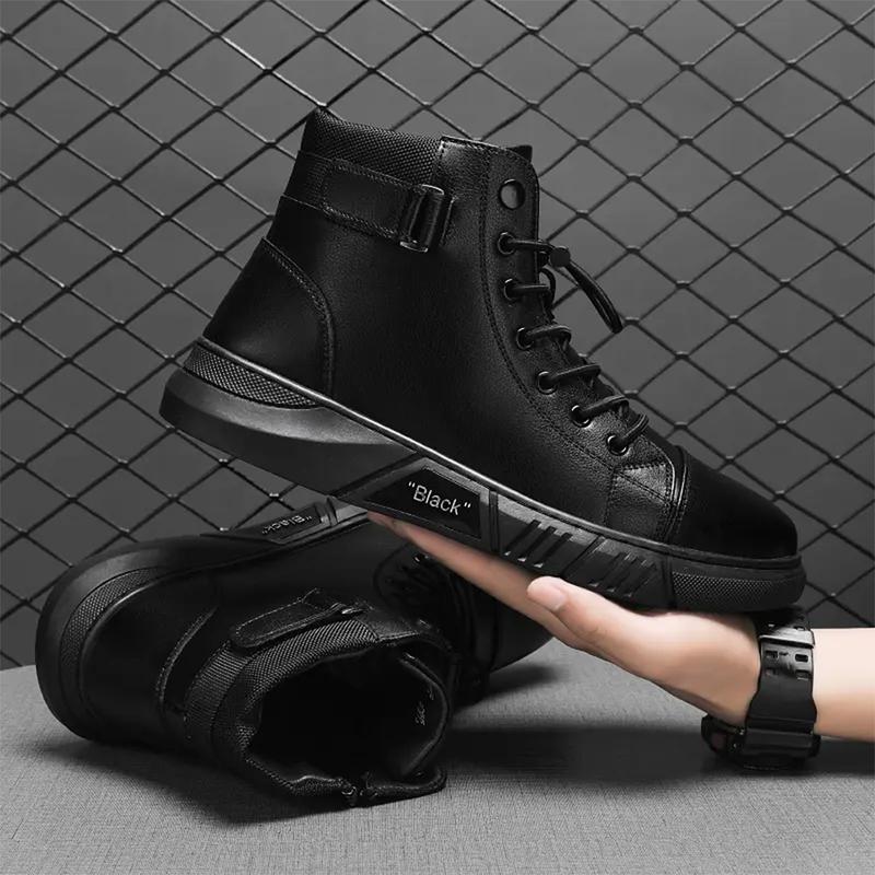 Sepatu Hitam Polos Keren Sepatu Pria Kerja Touring Ride Cowok Keren acara Formal Kasual Anti Slip 3