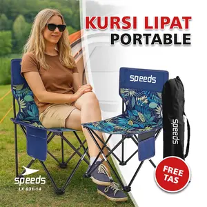 [BIRU] Speeds Folding Chair Kursi Lipat Portable Bahan Oxford Kursi Camping Outdoor Serbaguna Furnitur Berkemah Camping Furniture Indonesia 031-14