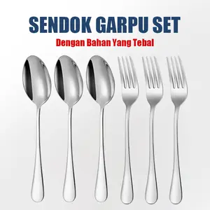 12PCS RTL Sendok dan garpu yang terbuat dari bahan yang dipertebal