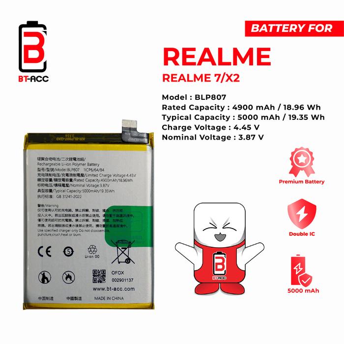 Gambar BT-ACC BLP807 Battery Baterai Batre For Realme 7 / X2 / BLP807 dari BT-ACC Kota Administrasi Jakarta Utara Tokopedia