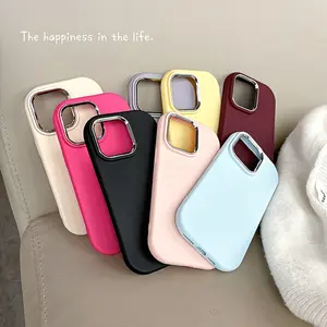 Metal Frame Soft Case Untuk iPhone 11 16 Pro 8 7 Plus X XS Max XR 13 11 12 14 15 Pro Max 15 Plus Penutup Lensa Logam Berlapis Mewah Kesing Casing Cover Ponsel Silikon Tahan Guncangan