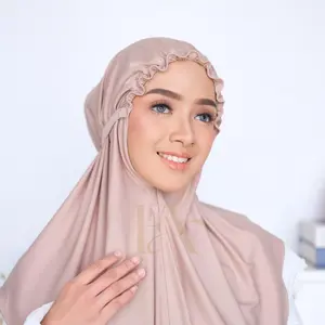 FAEYZA ALWA - ￼Hijab Instan Bergo Syria Kerut Dahi  Kerudung Bergo Tali Muslim Wanita Lembut Nyaman Khimar