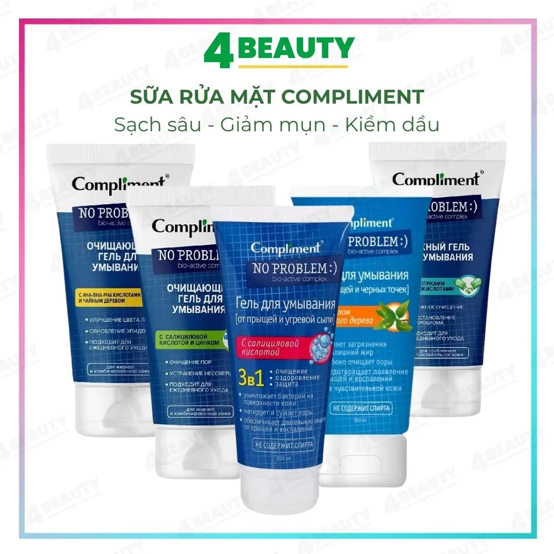 Sữa rửa mặt Compliment Sạch Sâu Hỗ Trợ  Giảm Mụn, Nhẹ Dịu - 200ml