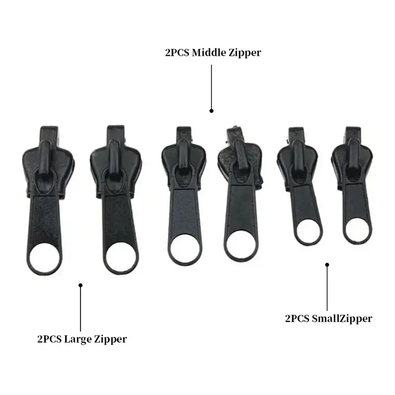 Instant Zipper 6pcs Universal Instant Fix Repair Kit Replacement Zip Slider Teeth Multifunctional Clothing Replacement Zipper 3