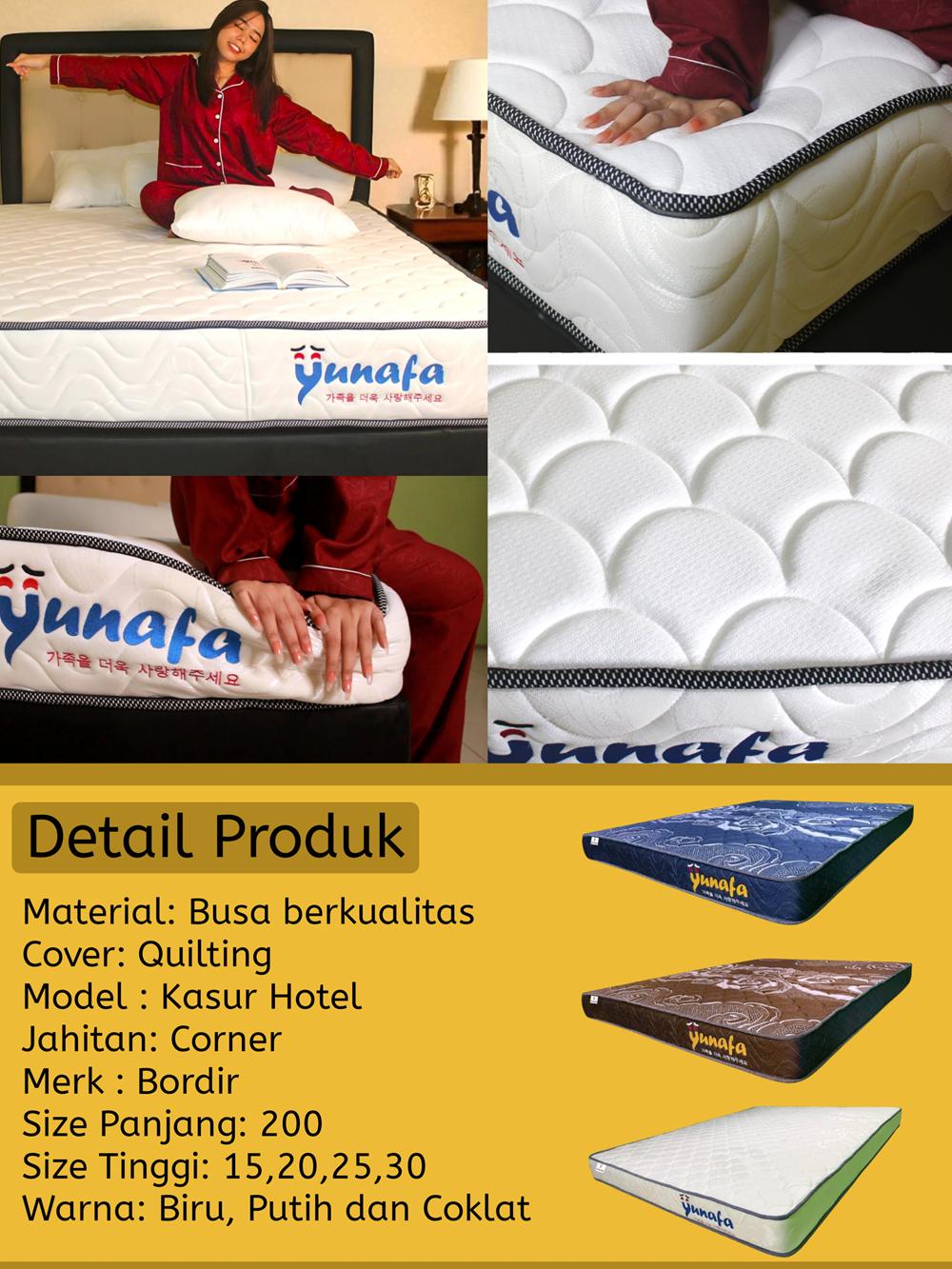 Yunafa Kasur Full Busa Tebal 30cm Anti kempes bergaransi 20 tahun Cover Quilting halus dan lembut free ongkir seplau jawa