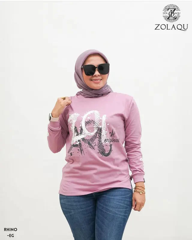 Kaos Atasan Wanita Lengan Panjang Muslimah LD 110cm Jumbo BabyTerry Premium 1