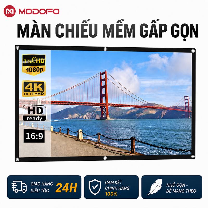 Màn Chiếu Máy Chiếu 60 Inch 16:9 Portable Gấp Gọn Không Nhăn Hỗ Trợ Full HD 4K Treo Tường Xem Phim Gia Đình Văn Phòng