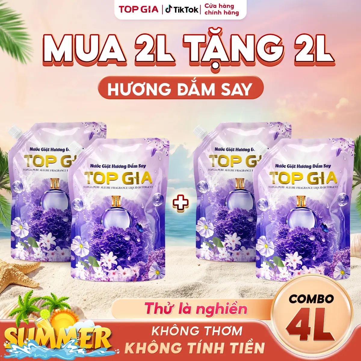 [SIÊU ƯU ĐÃI ĐÓN HÈ] Mua 2 Tặng 2 Nước Giặt Xả TopGia 3in1 – Combo 4L Hương Lavender, Sản Xuất tại Việt Nam, Giặt sạch – Mềm vải – Xả nhanh – Thơm lâu dễ chịu bta