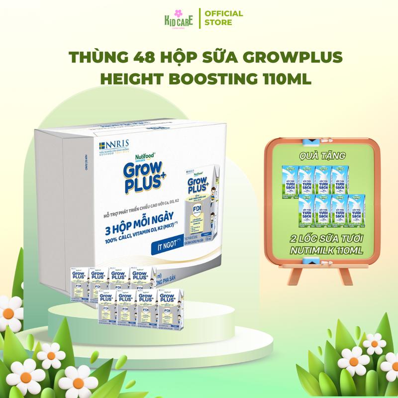 GrowPlus Tặng quà Thùng 48 hộp 110ml Sữa công thức Grow Plus Height Boosting Hỗ trợ chiều cao & hệ miễn dịch