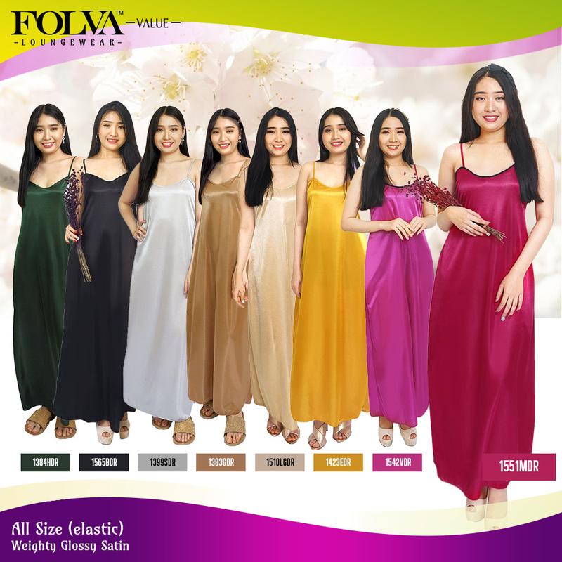 FOLVA dress panjang tanktop baju tidur satin all size 1