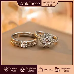 Antoinette Jewelry Cincin Couple Pasangan Kawin Berlian Asli - Tunangan & Nikah, Ukuran Bisa Diatur, Cocok untuk Upacara Pernikahan