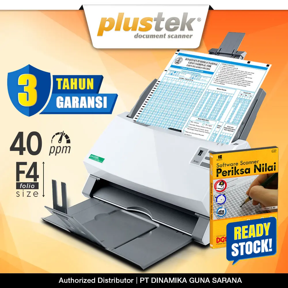 Scanner Plustek Periksa Nilai LJK PS3140U - 40 Lembar/menit (F4/Folio)