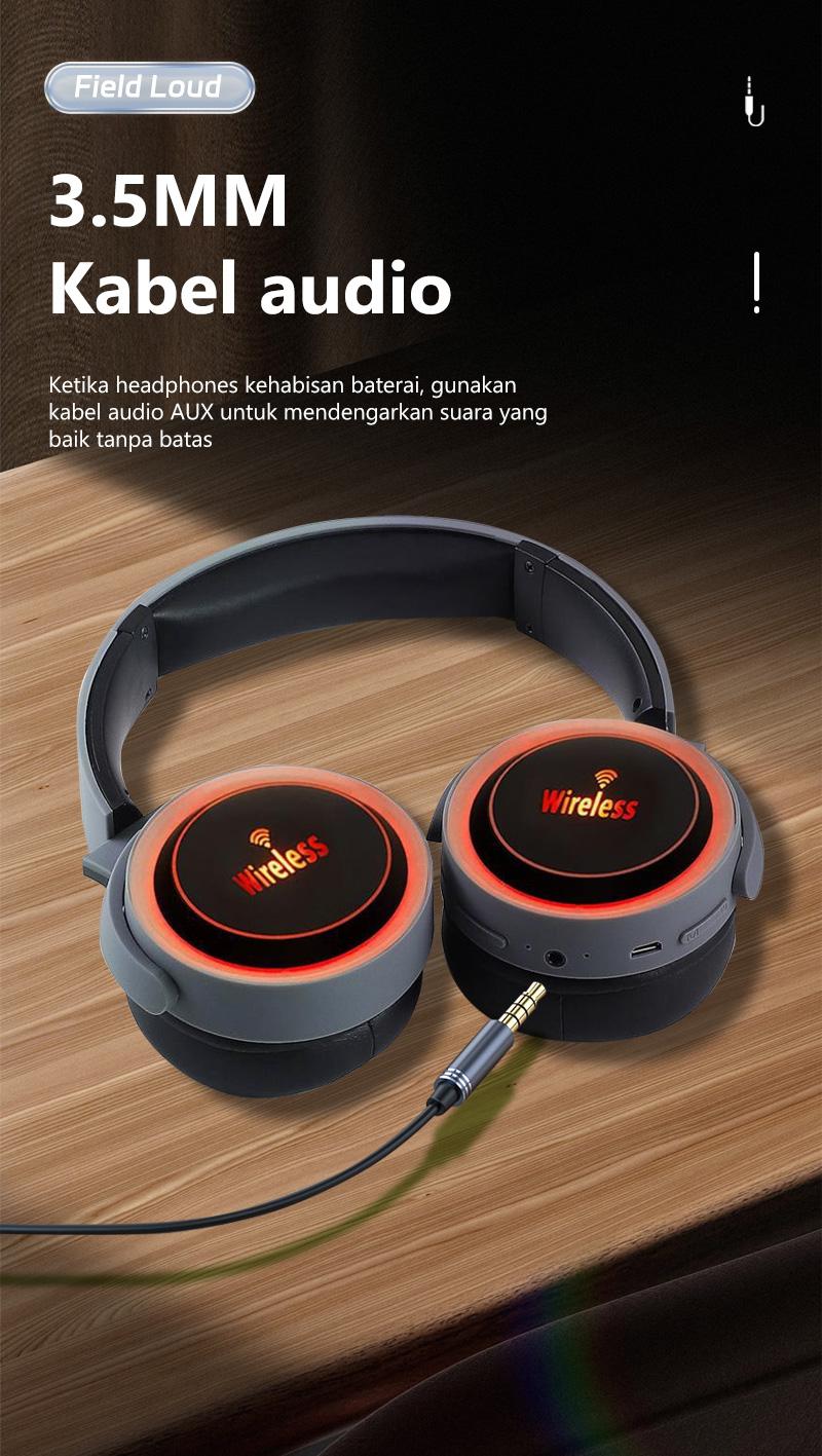 Headphone Bluetooth nirkabel over-ear dengan masa pakai baterai yang sangat lama dan peredam bising, kompatibel dengan ponsel