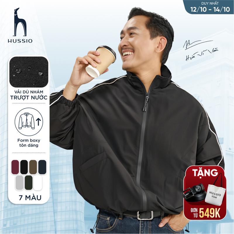 [HUSSIO x HUAVIVAN] Áo khoác nam Variants vải dù nhám co dãn, trượt nước, form crop trẻ trung, năng động - HUSSIO