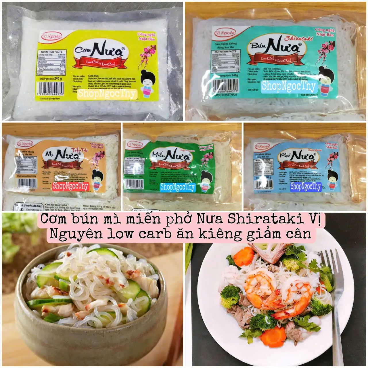 Cơm Nưa, Bún nưa, Phở nưa, Mỳ nưa, Miến nưa Shirataki Vị Nguyên 240gr, dai ngon healthy
