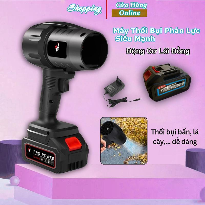  Máy Thổi Phản Lực Siêu Mạnh Pin 10cell Thổi Bụi Lá Rác Động Cơ Lõi Đồng Sử Dụng Chân Pin Phổ Thông Máy Thổi Gió Máy Thổi Bụi Cầm Tay 