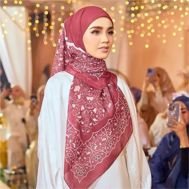 110×110cm Women's Square Floral Headband Cotton Breathable Silk Scarf Multi-purpose Clothing Shawl Accessories