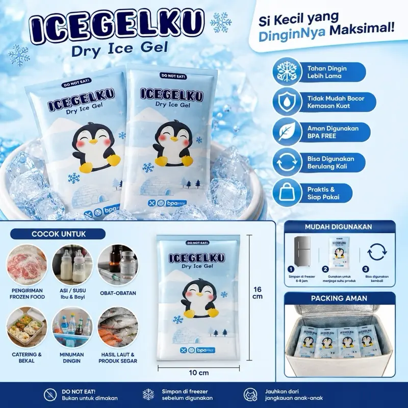 ICEGELKU Dry Ice Gel / Ice Pack Pendingin Makanan & Pengiriman Frozen