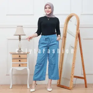 KULOT JEANS JUMBO PREMIUM UKURAN XL - XXL Hitam Katun Panjang Celana Fit Tebal Wanita Grey Semi Stretch Melar Abu Putih Standar Dan Jumbo Abu Putih