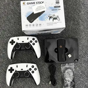 S MOON 120P Game Stick - 40.000+ Games - Kontroler Kabel & Nirkabel - Model GAME 120P   - Output HDMI 4K - Memori 64GB - Kontroler Double Stick - Cocok untuk TV, Komputer, Proyektor - Tanpa WiFi - 100% Original