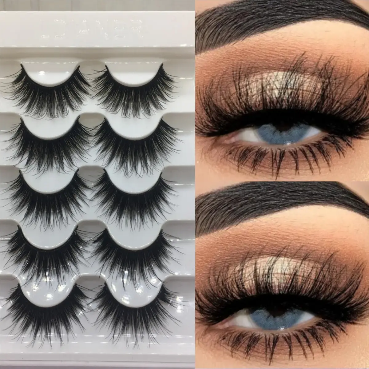 5 Pairs Reusable Thick Long False Eyelashes Fluffy Soft Full Thick Wispy Eyelash Daily Dating Lashes Extension Tools
