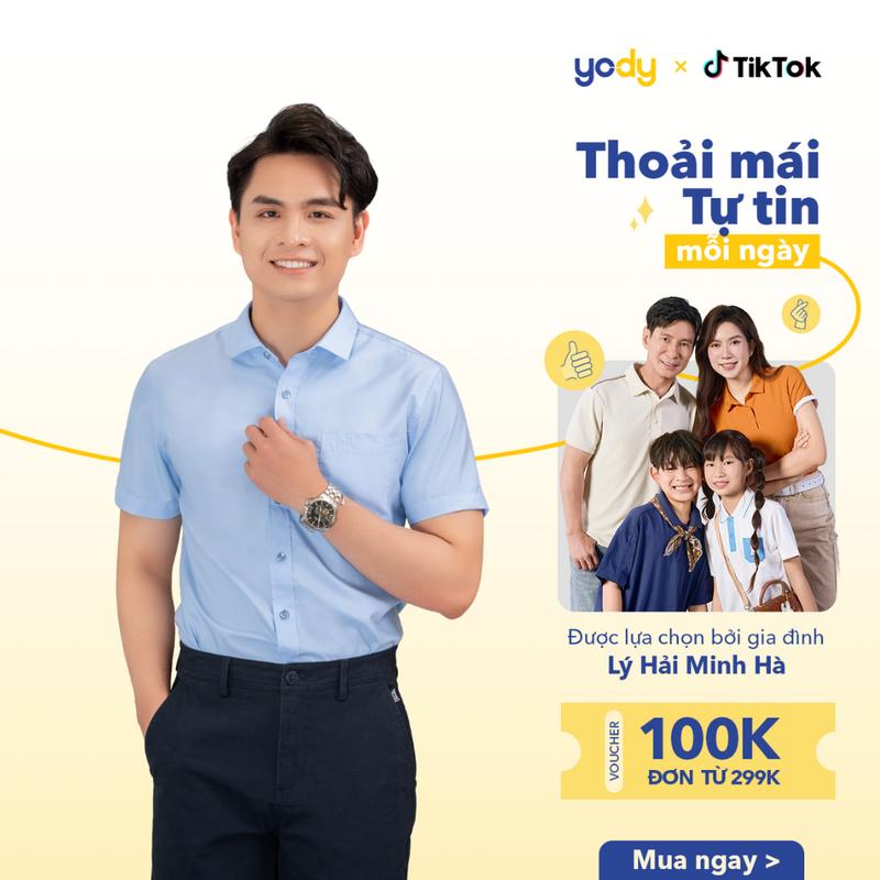 YODY Áo Sơ Mi Nam Ngắn Tay Công Sở Chất Lụa Nến Chuẩn Form SNM5005