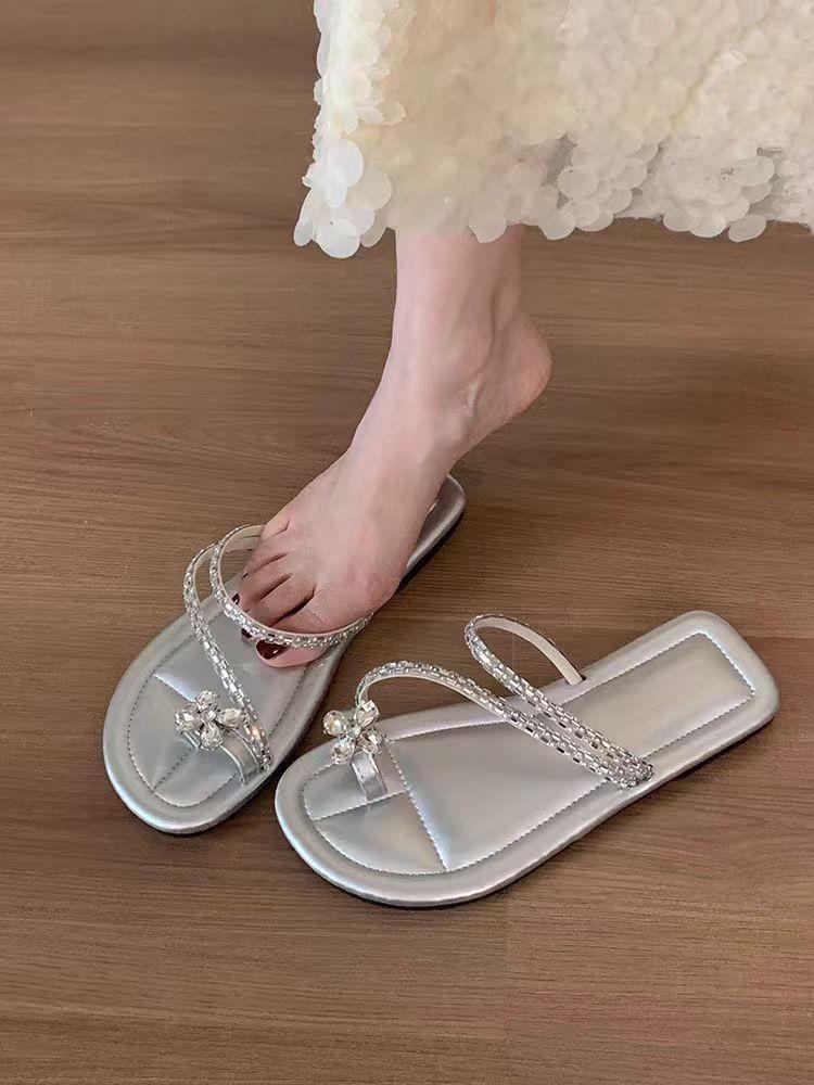 Product Introduction of Af Ready To Ship  Slip On Sandals Women's Fashion Strap Strap Small Flower Detel Comfort Foot 14