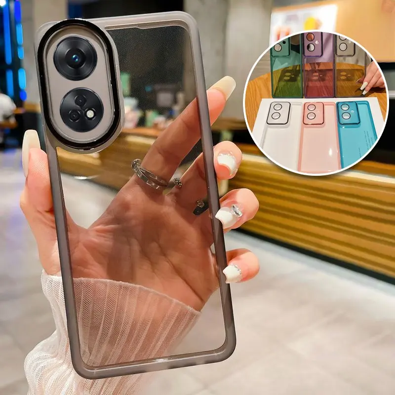 Case For OPPO Reno 8T Reno8 T 8 T 5G 4G 2023 2022 Phone Casing Back Cover Soft TPU Silicone Flexible Plating Transparent Clear Shockproof Bumper Acrylic Camera Lens Protect Accessories Handheld