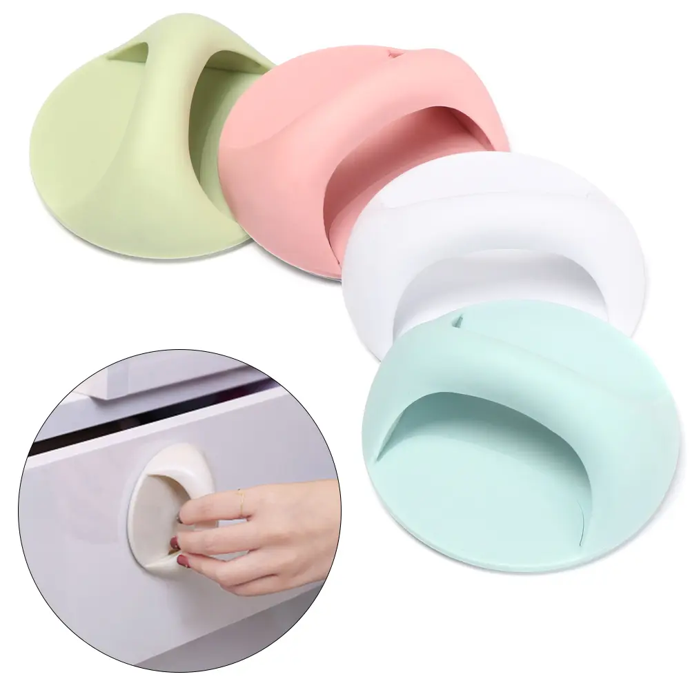 Round Refrigerator Wardrobe Pulls Glass Window Auxiliary Knobs Door Handle Self-adhesive Furniture