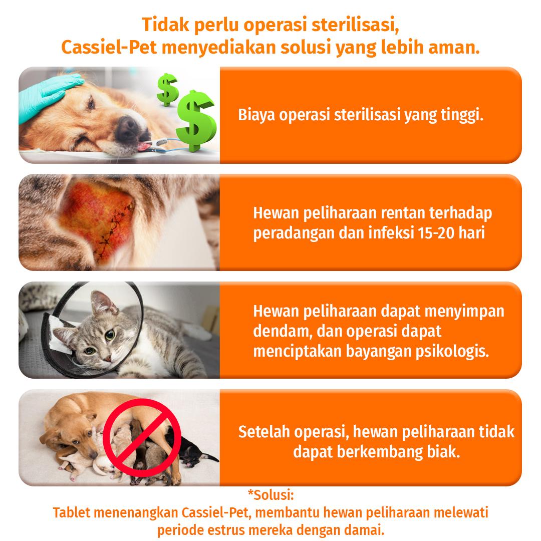 Cassiel Pet Estrus Suppressant Tablets Tablet Penekan Estrus Untuk Menenangkan Melolong Mengurangi Kecemasan Menenangkan Suasana Hati Anjing & Kucing