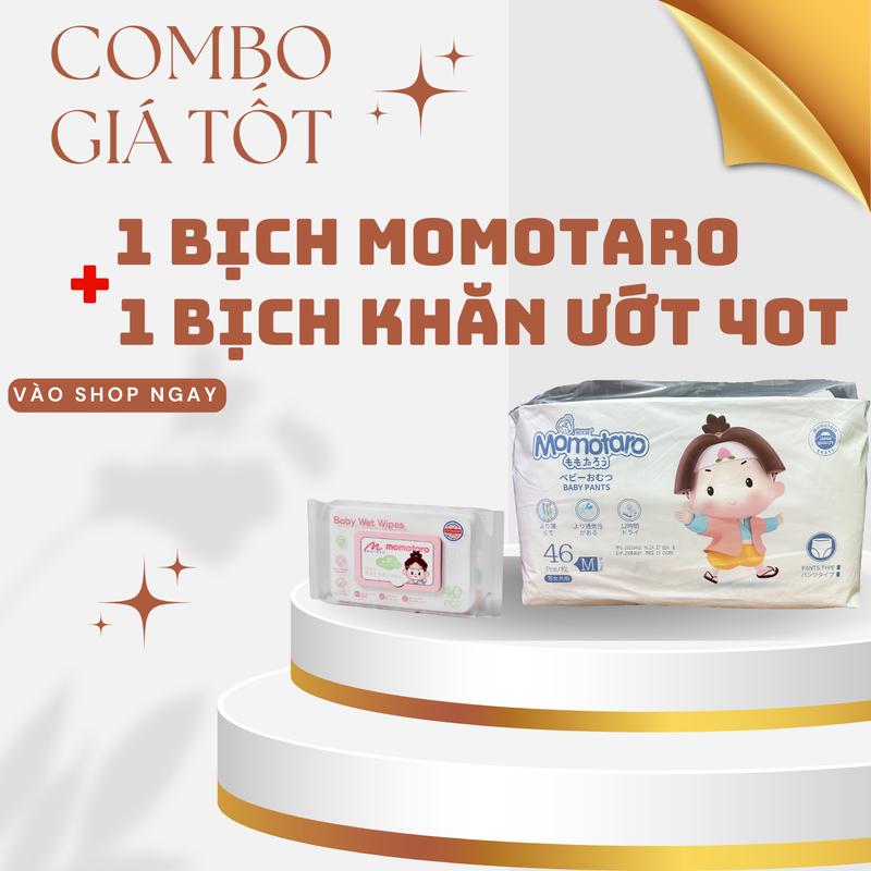  TẶNG KHĂN ƯỚT 40t  1 BỊCH Bỉm Momotaro Công Nghệ Hạt Sap  Mỏng Mềm Thoáng Mát Thấm Hút Tốt Đầy Đủ Size Dán S56 M48 Quần M46 L42 XL39 XXL36 3XL35 Cho Bé Women 