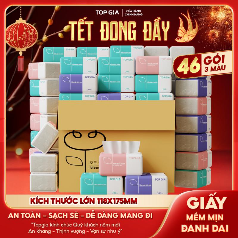    DEAL LIVE   Thùng 46 gói giấy ăn rút Topgia khăn giấy tiện lợi Giấy Ăn Topgia Giấy Vệ Sinh 3 màu 4 lớp F0100 