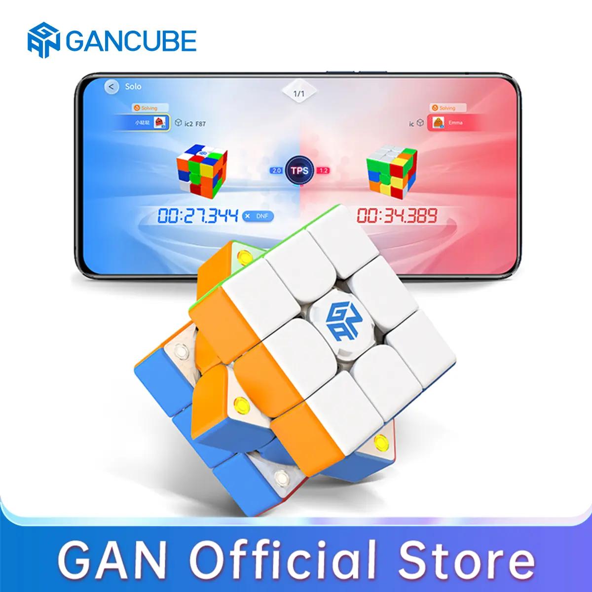 GAN 356 i Carry Sticker Free Cube 3x3 Smart Cube Speed ​​​​Cube có thể sạc lại Toy