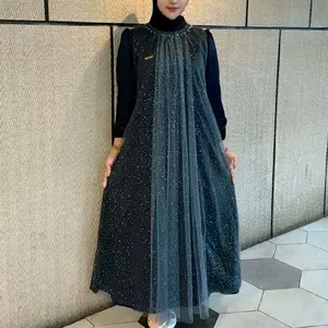 SELINE DRESS LUXURY GAMIS PESTA KONDANGAN WANITA REMAJA BAHAN SATIN SILK PREMIUM KOMBINASI TILLE SPARKLING PREMIUM GAMIS MUSLIM WANITA MEWAH BAJU GAMIS LEBARAN DEWASA ANGGUN ELEGANT SIMPLE DRESS BRIDESMAID WANITA MUSLIM GAUN MAXI DRESS VARIASI PAYET serag