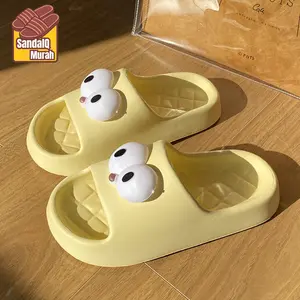 SandalQ Murah Sandal Selop Wanita 603-2 Bahan Eva Rubber Alas 3cm Anti Slip Nyaman Flat Shoes Design Aesthetic Cocok untuk Rumah atau Bepergian