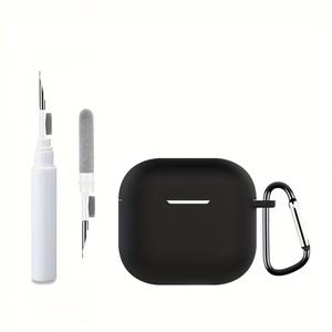 Funda protectora para AirPods 4, material de silicona con gancho, incluye pluma de limpieza, protección efectiva para la funda de los auriculares