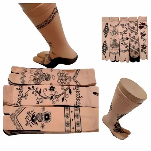 Kaos Kaki Jempol Muslimah Telapak Hitam Panjang Polos Motif Henna Kaos Kaki Wanita Dewasa Model Terbaru 7