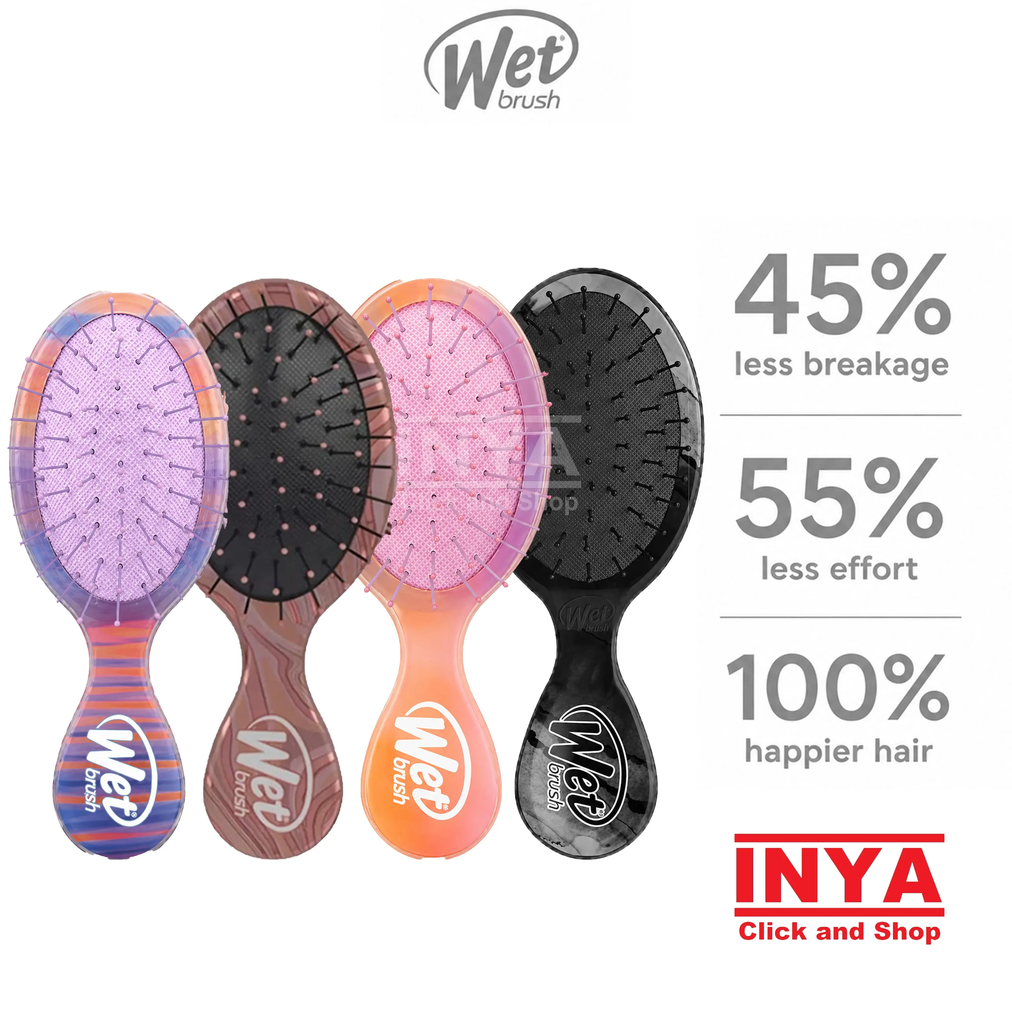 Sisir Wet Brush Mini Detangler Limited Edition - Sisiran lebih nyaman tanpa terjambak, menyisir rambut kusut dengan mudah dan tanpa rontok