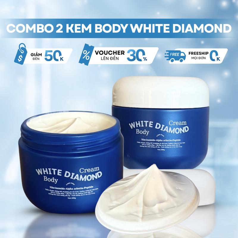 Combo 2 Kem Body White Diamond 300g – Trắng Da Tự Nhiên, Mịn Mướt, An Toàn Cho Da