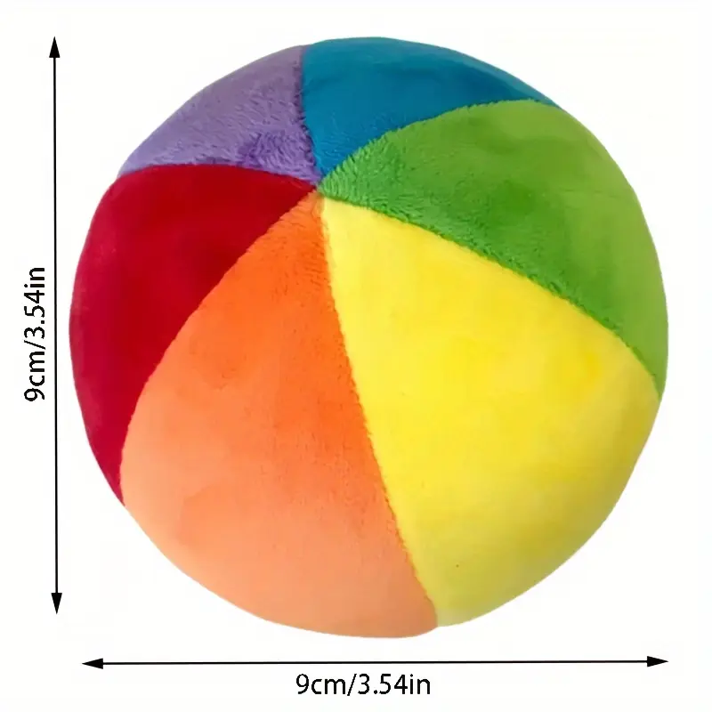 Cross border color plush bell ball plush multi-color baby color recognition ball educational toy pet training toy family