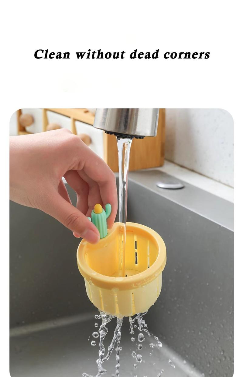 Product Introduction of Cactus Sink Filter Basket Home Kitchen Creative Drain Basket Sink Residue Filter Anti clogging Handheld Non dirty Hands 5