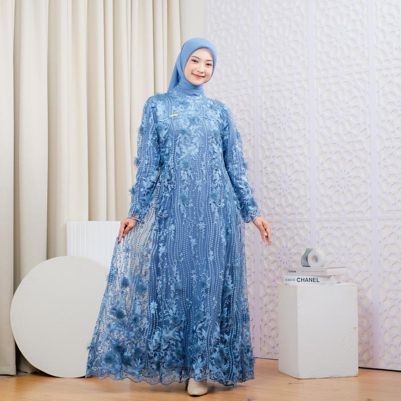 RAISHA-Assyifa Gamis Kondangan Exlusive + Payet Wanita Muslim Dewasa Bahan Full Tile Depan Belakang + Puring Menggunakan Bahan Hyget Untuk Kondangan, Lebaran, Lamaran, Akad Nikah dan Wisuda 2