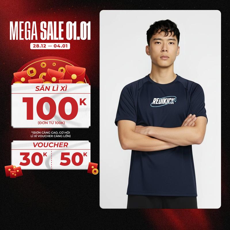 GIÁ MỞ BÁN Áo ngắn tay thể thao Redikick "KHÔNG NGỪNG" thoáng mát co giãn chơi Bóng Rổ Pickle ball Gym Bóng Đá Tennis