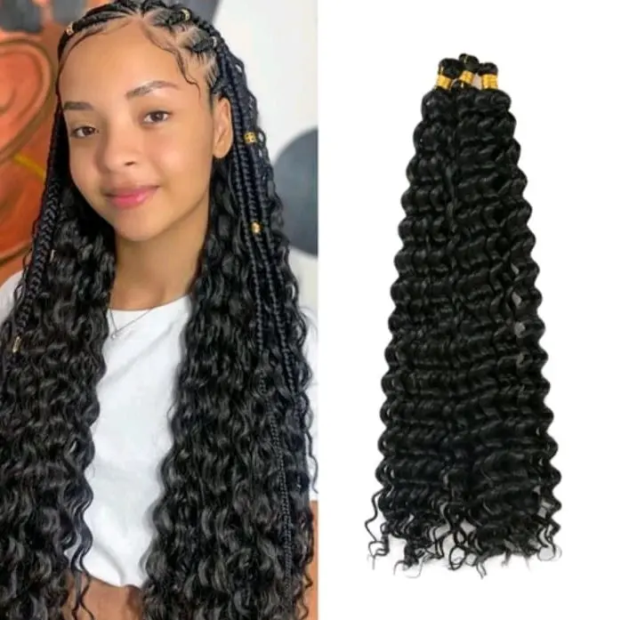 Hair Extension Water Wave Rambut Sambung Keriting Rambut Sulam Rambut Anyam Rambut Sambung Curly Hair Extension Waterwave Various Hair Accessories Black 4